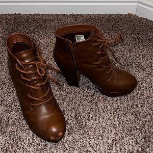 Faux leather platform booties